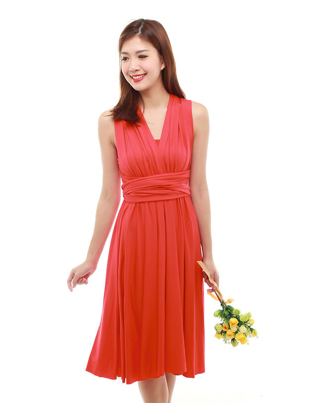 Cherie Convertible Classic Dress in Chilli Red